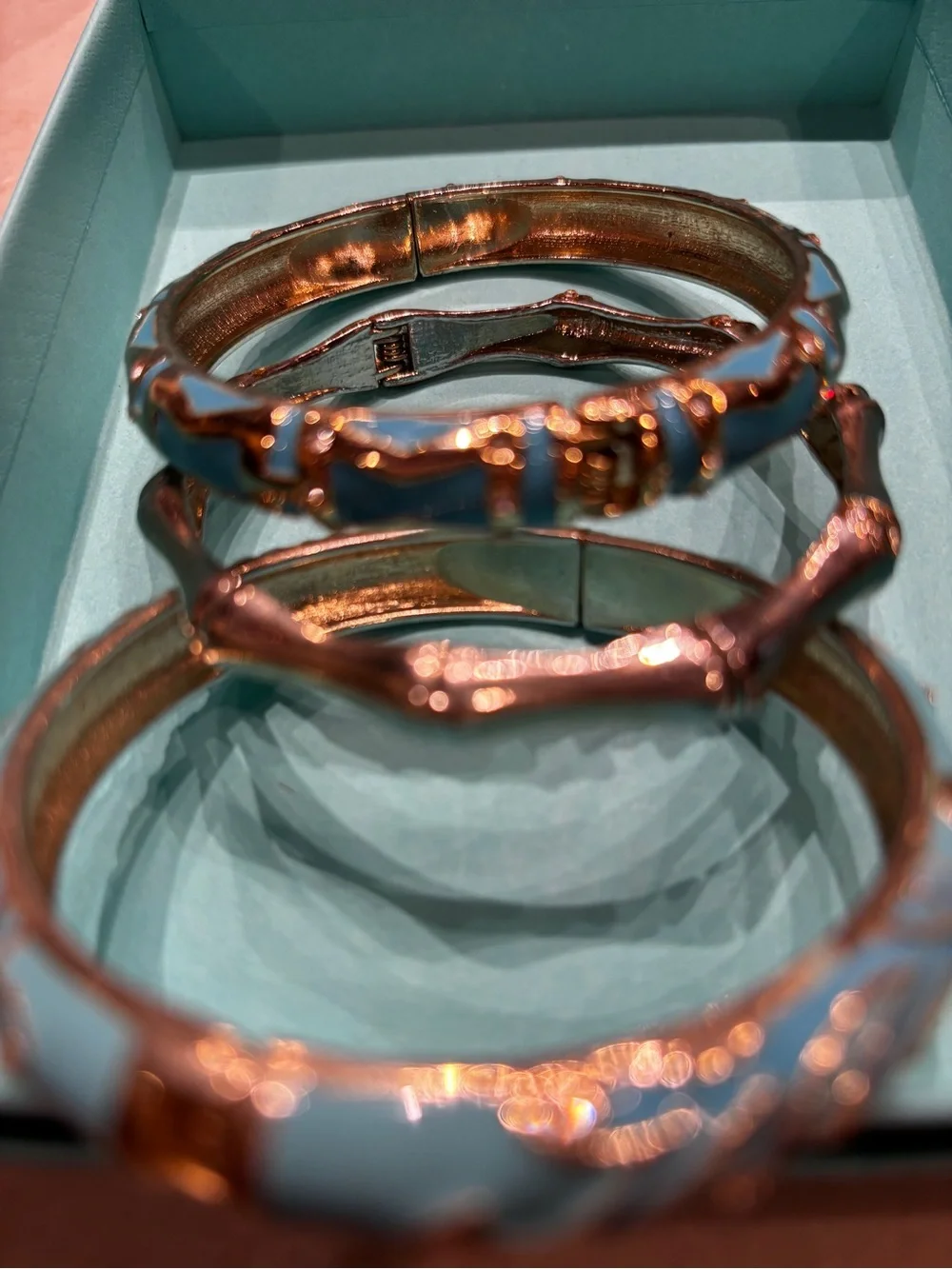Nordstrom SEQUIN NYC Gold-Tone and Turquoise Enamel Bangle Bracelet Set